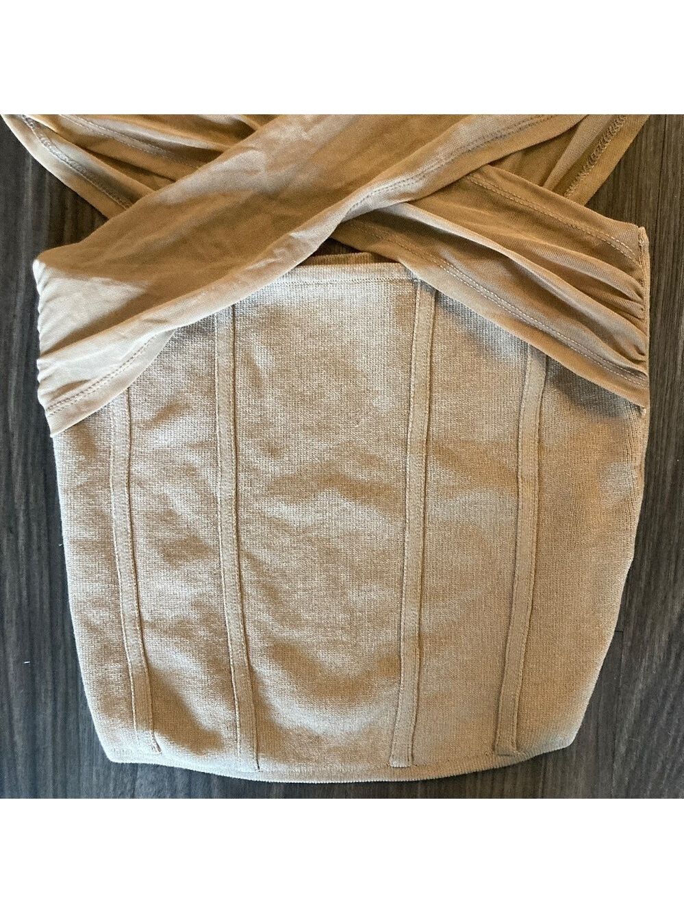Promise the Label Shaper Fit Cross-Front Rib-Knit Corset Top in Taupe/Tan- NWOT - Picture 4 of 6